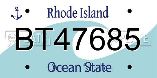 BT47685 Rhode Island License Plate