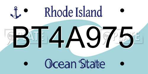 BT4A975 Rhode Island License Plate