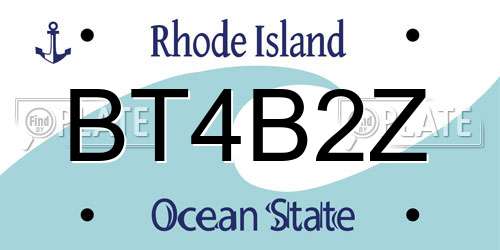 BT4B2Z Rhode Island License Plate