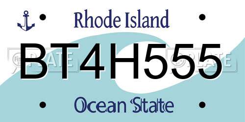 BT4H555 Rhode Island License Plate