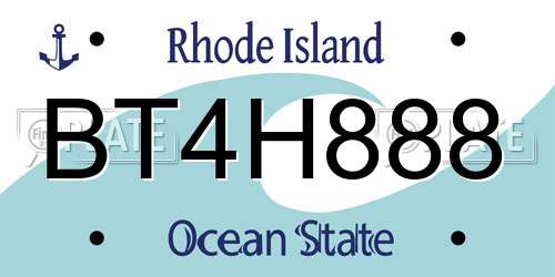 BT4H888 Rhode Island License Plate