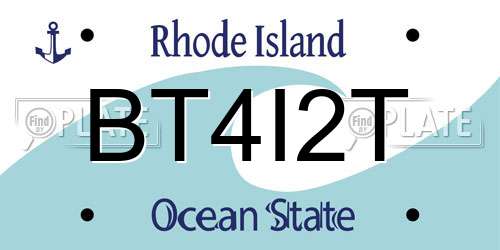 BT4I2T Rhode Island License Plate