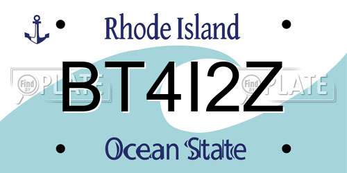 BT4I2Z Rhode Island License Plate