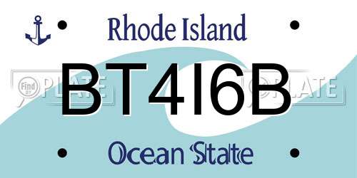 BT4I6B Rhode Island License Plate