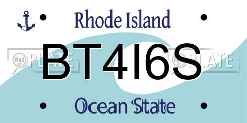 BT4I6S Rhode Island License Plate