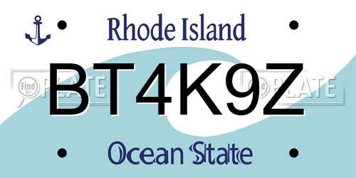 BT4K9Z Rhode Island License Plate