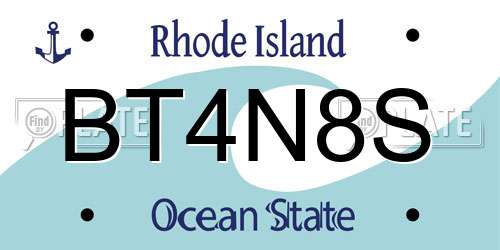 BT4N8S Rhode Island License Plate