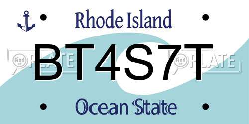 BT4S7T Rhode Island License Plate