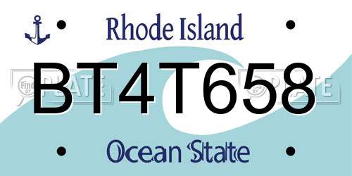 BT4T658 Rhode Island License Plate