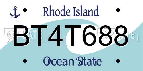 BT4T688 Rhode Island License Plate