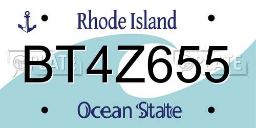 BT4Z655 Rhode Island License Plate