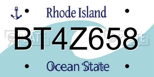 BT4Z658 Rhode Island License Plate