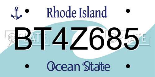 BT4Z685 Rhode Island License Plate