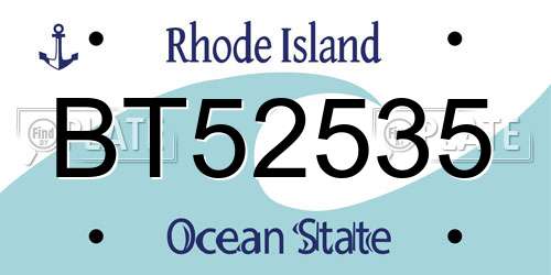 BT52535 Rhode Island License Plate