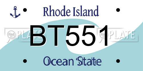BT551 Rhode Island License Plate