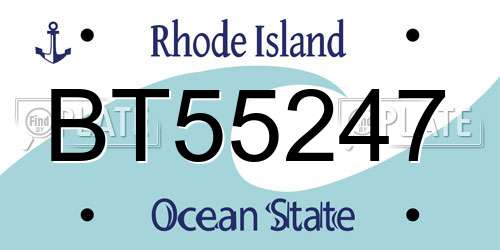 BT55247 Rhode Island License Plate