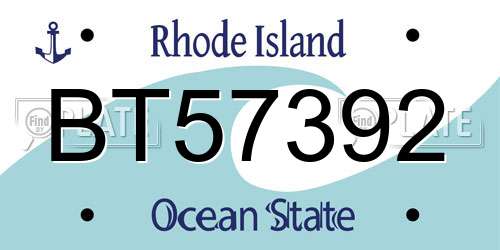 BT57392 Rhode Island License Plate
