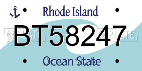 BT58247 Rhode Island License Plate