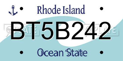 BT5B242 Rhode Island License Plate