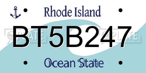 BT5B247 Rhode Island License Plate