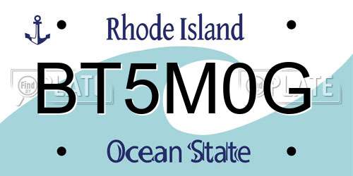 BT5M0G Rhode Island License Plate
