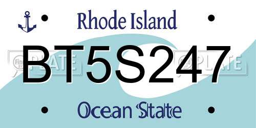 BT5S247 Rhode Island License Plate