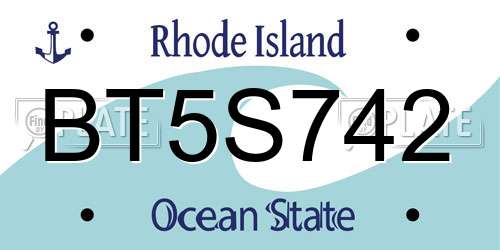 BT5S742 Rhode Island License Plate