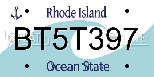 BT5T397 Rhode Island License Plate