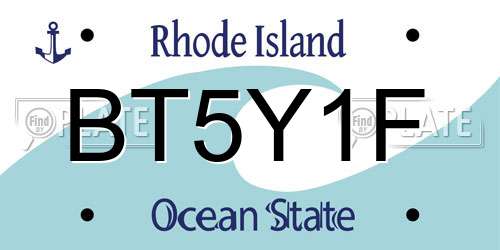 BT5Y1F Rhode Island License Plate
