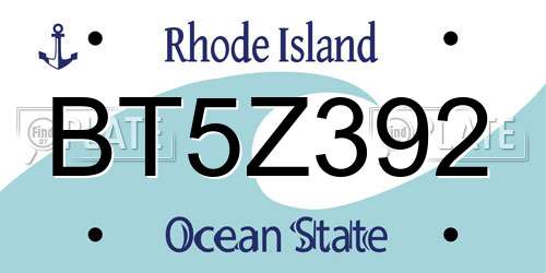 BT5Z392 Rhode Island License Plate