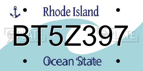 BT5Z397 Rhode Island License Plate
