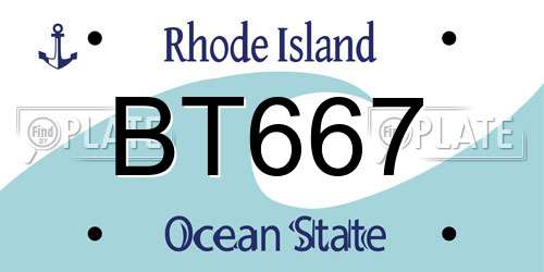 BT667 Rhode Island License Plate