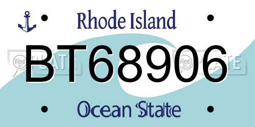 BT68906 Rhode Island License Plate