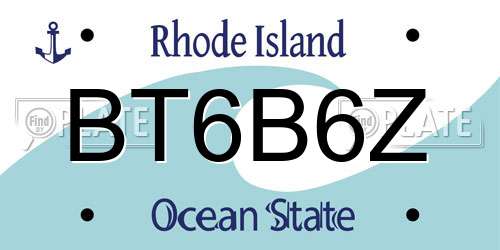 BT6B6Z Rhode Island License Plate