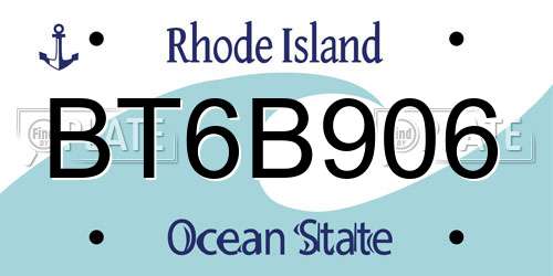 BT6B906 Rhode Island License Plate