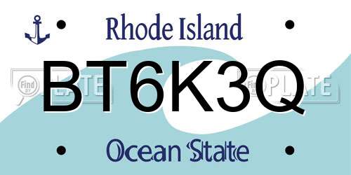 BT6K3Q Rhode Island License Plate