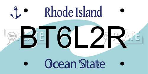 BT6L2R Rhode Island License Plate