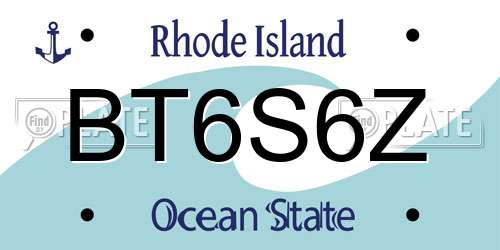 BT6S6Z Rhode Island License Plate