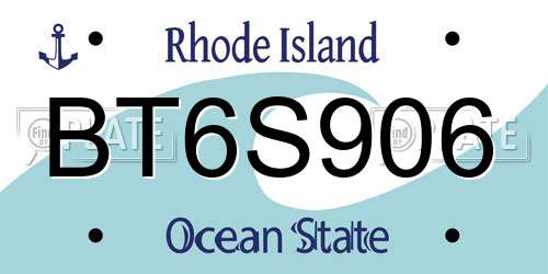 BT6S906 Rhode Island License Plate