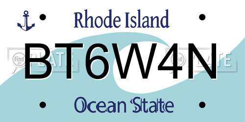 BT6W4N Rhode Island License Plate