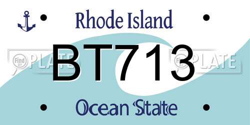 BT713 Rhode Island License Plate