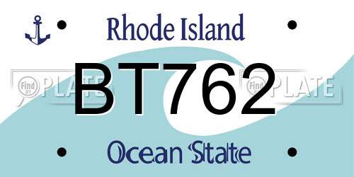BT762 Rhode Island License Plate