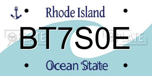 BT7S0E Rhode Island License Plate
