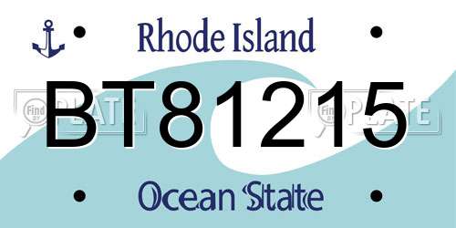 BT81215 Rhode Island License Plate