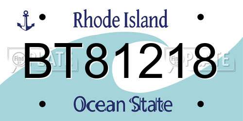 BT81218 Rhode Island License Plate