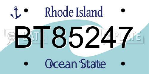 BT85247 Rhode Island License Plate