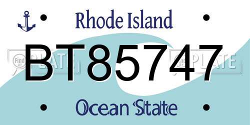 BT85747 Rhode Island License Plate