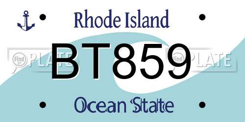 BT859 Rhode Island License Plate