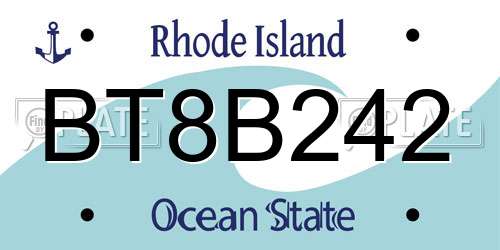 BT8B242 Rhode Island License Plate