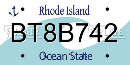BT8B742 Rhode Island License Plate